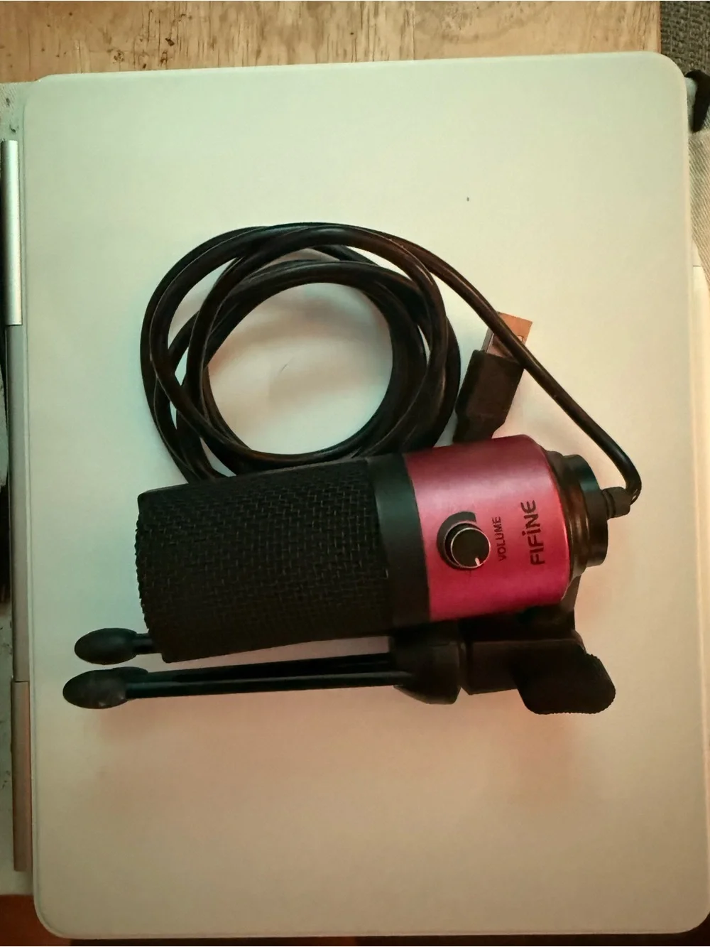Fifine Pink USB Desktop Condenser Microphone with Volume Control